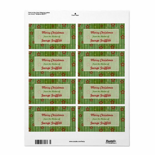 Kerst sterren van de keuken van labels. etiket (Full Sheet)