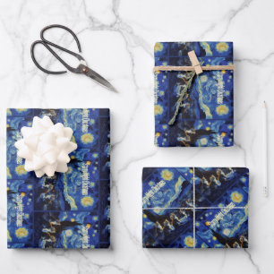 Kerst Sterrennacht Van Gogh Kat Liefhebber Inpakpapier Vel