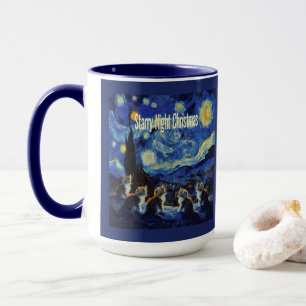 Kerst Sterrennacht Van Gogh Kat Liefhebber Mok