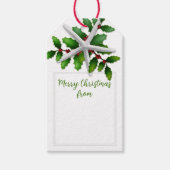 Kerst Stervis en Hulst Witte Aanbindlabels Cadeaulabel (Voorkant)