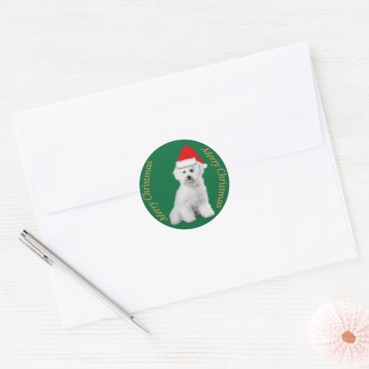 Kerst sticker Bichon Frise (Envelop)