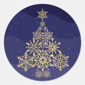 Kerst sticker Blauwe en goudsnowflake (Voorkant)