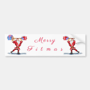 Kerst sticker Bodybuilder Santa met cadeautjes