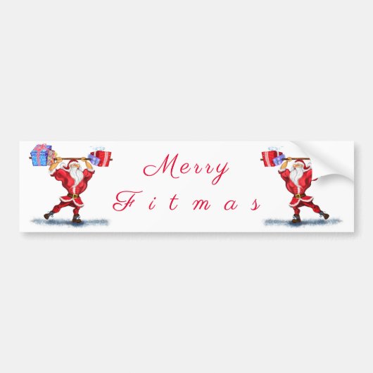 Kerst sticker Bodybuilder Santa met cadeautjes (Voorkant)