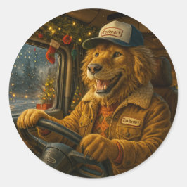 Kerst Sticker – De Gouden Chauffeur van Warmte