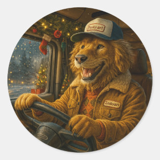 Kerst Sticker – De Gouden Chauffeur van Warmte