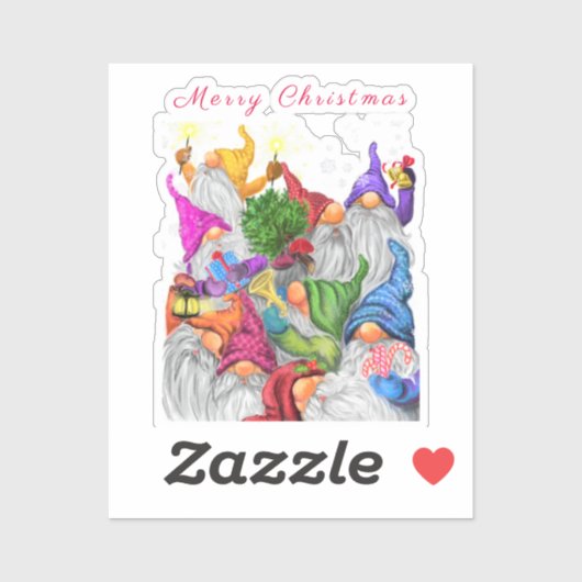 Kerst sticker Gift Gnomen Party Cartoon (Vel)