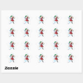 Kerst sticker Happy Sneeuwman en Meisje Dans (Vel)