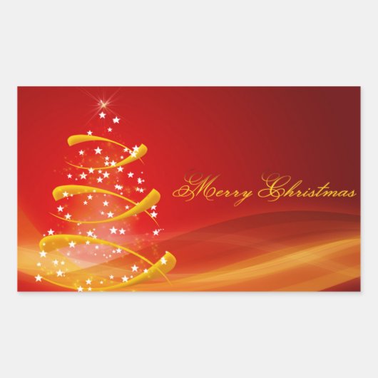 Kerst sticker/kerstboom rechthoekige sticker (Voorkant)