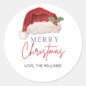 Kerst sticker, Kerstmuts maretak  Ronde Sticker (Voorkant)
