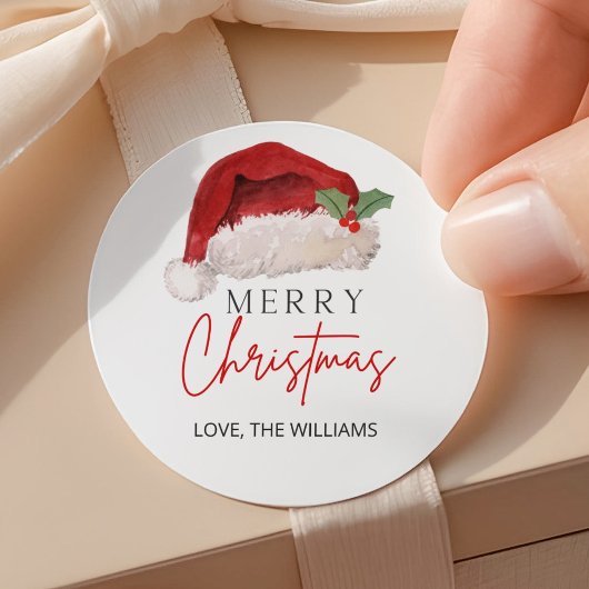 Kerst sticker, Kerstmuts maretak  Ronde Sticker