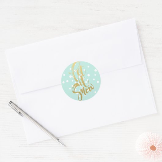 Kerst sticker-laat het sneeuwen ronde sticker (Envelop)