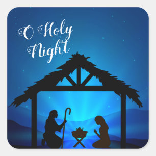 Kerst sticker-Manger Square Sticker