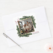 Kerst sticker met gezinsfoto en naam (Envelop)