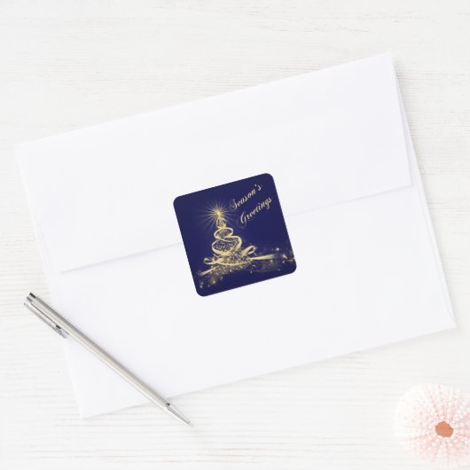 Kerst sticker met goudverlichting (Envelop)