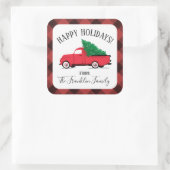 Kerst sticker met Red Truck en Tree (Tas)