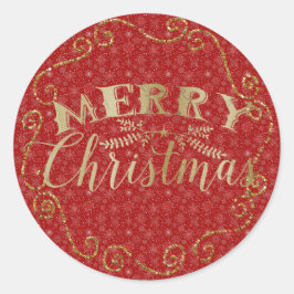 Kerst sticker met rode sneeuwvlokken