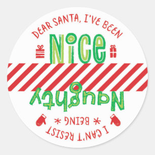 Kerst sticker Naughty en Nice Santa Holiday