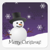 Kerst sticker Paars Snowman Winter Scenery (Voorkant)