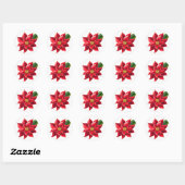 Kerst sticker-Red Poinsettia Ronde Sticker (Vel)