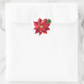 Kerst sticker-Red Poinsettia Ronde Sticker (Tas)