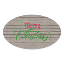 Kerst sticker Rustisch hout