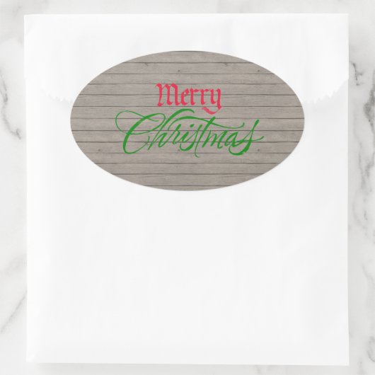 Kerst sticker Rustisch hout (Tas)