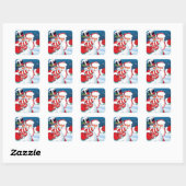 Kerst sticker-Santa en Snowman Vierkante Sticker (Vel)