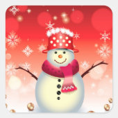 Kerst sticker-sneeuwman vierkante sticker (Voorkant)
