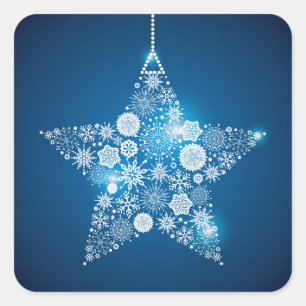 Kerst sticker-Snowflakes Star Vierkante Sticker