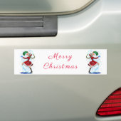 Kerst sticker Snowman en Girl Dance (Op auto)