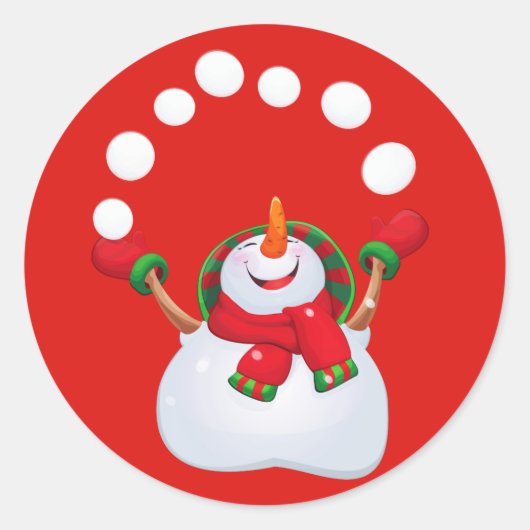 Kerst sticker-Snowman Ronde Sticker (Voorkant)