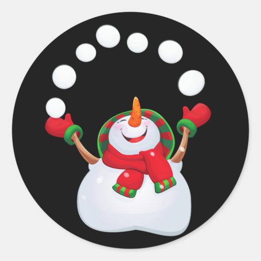 Kerst sticker-Snowman Ronde Sticker (Voorkant)
