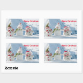 Kerst sticker/Snowmen Rechthoekige Sticker (Vel)