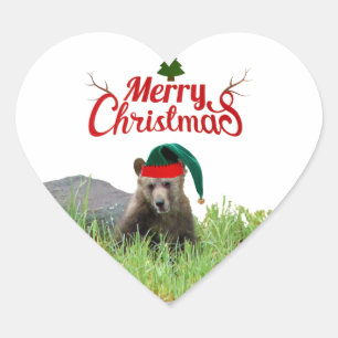 Kerst sticker van grizzly beer cub