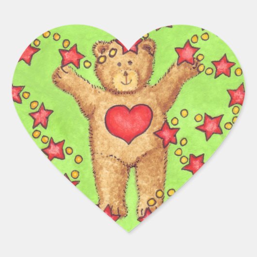 Kerst sticker van Teddy en Stars (Voorkant)