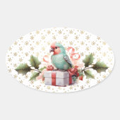 Kerst sticker van vogels en Cadeaus (Voorkant)