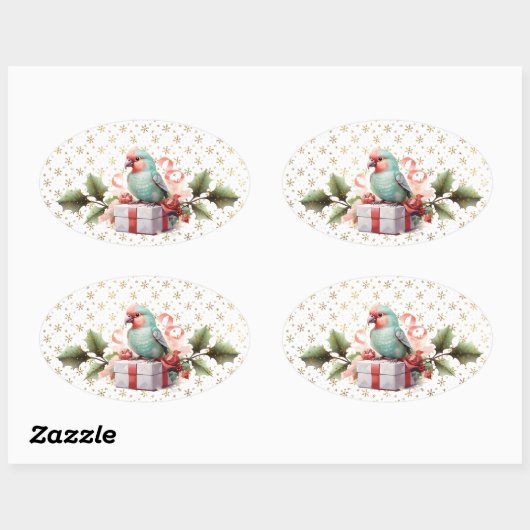 Kerst sticker van vogels en Cadeaus (Vel)