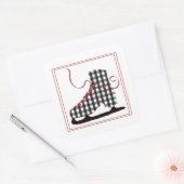 Kerst sticker zwart-wit Schaats (Envelop)