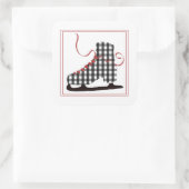 Kerst sticker zwart-wit Schaats (Tas)