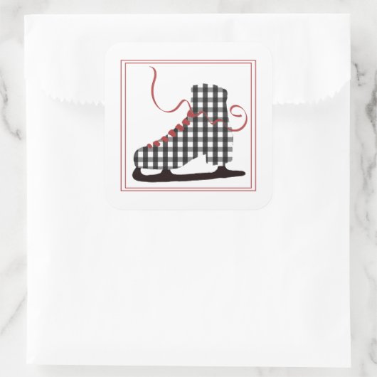 Kerst sticker zwart-wit Schaats (Tas)
