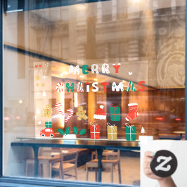 Kerst stickers aan de voorzijde van de winkel 01