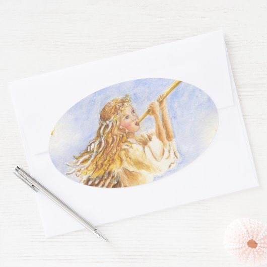 Kerst stickers Angel Oval (Envelop)