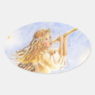 Kerst stickers Angel Oval