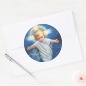 Kerst stickers/Baby Jezus Ronde Sticker (Envelop)
