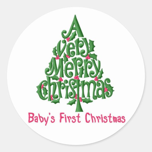 Kerst stickers/Baby's eerste Kerstmis Ronde Sticker (Voorkant)