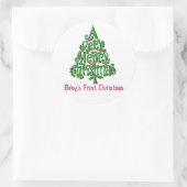 Kerst stickers/Baby's eerste Kerstmis Ronde Sticker (Tas)