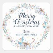 Kerst stickers Blue Christmas Labels (Voorkant)