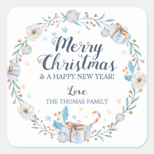 Kerst stickers Blue Christmas Labels