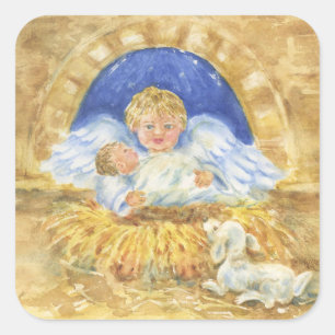 Kerst stickers Christelijk Engel Cadeaus Jesus